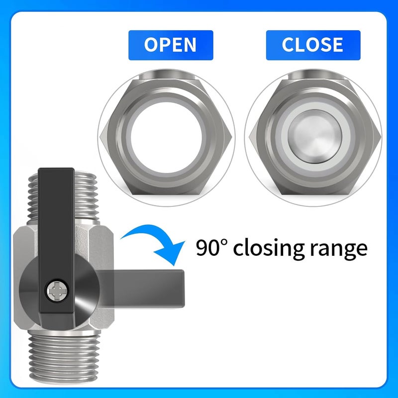 ChillWaves Brass Mini Ball Valve, Shut Off Switch Ball Valve 1/2" NPT Male x 1/2" NPT Male Thread Pipe Fitting(4-PACK) - Image 5